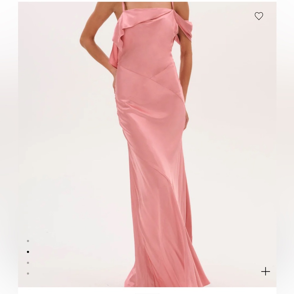 For Love & Lemons Pink Satin Maxi Dress